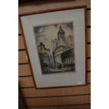 Nat Lowell (1880-1956) "Bowling Green", signed l.r, colour etching, 32 by 23 cms approx, framed