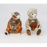 Royal Crown Derby large teddy bear paperweight and bear paperweight (both with gold stoppers)