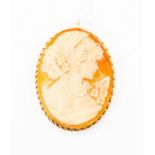 A 9ct gold mounted cameo brooch, fancy rope surround, size approx 42mm x 56mm