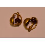 A pair of Roman gold and garnet earrings, approx 3.6gms