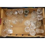 A collection of glass ware to include; 19th Century baluster wine glass, eight with etched