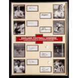 England: A framed and glazed, signed montage of 'England Football Legends', signed by Sir Geoff