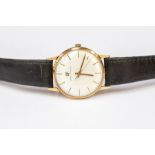 Girard Perregaux vintage 1960's 9ct gold watch, round champagne dial, batons, case diameter approx