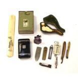 Late 18th/early 19th Century Barber shop miniatures (2) cut throat razor and pen knife and a later