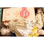 Assorted dolls including a boxed Little Beauty vinyl doll and a doll by SFBJ