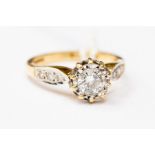 A diamond solitaire, the round illusion set brilliant cut diamond approx 0.50 carat, 18ct gold, size