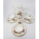A Royal Worcester coffee set for two, including a coffee pot, sugar/cream - pattern "Raoanoke" Z2827