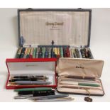 A collection of assorted pens, to include a Conway Stewart display case, including Sheaffer, Parker,