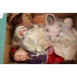Armand Marseille 8" black baby doll and 9" baby doll, along with two other German bisque head dolls,
