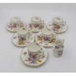 A Posy pattern coffee can set, circa 1930's/40's, including six cans and six saucers