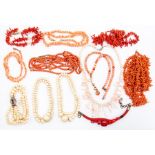 A collection of coral jewellery