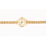 A Jaquet-Droz bracelet watch Incabloc, 9ct gold ladies version, round champagne dial, numbers,