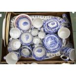 Spode blue Italian tea set, along with Coalport plate and Wedgwood plates