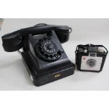 Russian Bakelite telephone along with a Kodak Brownie Chiquita