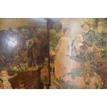 1930s/40s decoupage three fold screen a/f