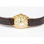 A gents J.W Benson watch, 9ct gold, round dial, diameter approx 25mm, champagne dial,  subsidiary,