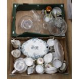 Collection of glass and early 20th Century tea wares including tureen and cut glass vases