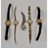 Five various ladies' wristwatches
