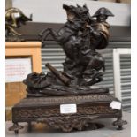 Bronzed reproduction figure of Napoleon on horse back