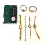 A collection of ladies and gents watches, to include two 9ct gold ladies versions, one on cord