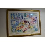 Professor Heinz Verner watercolour of still life in gold mounted frame, signed 1999, 61 x 88 cms