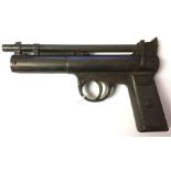 Webley Senior Air Pistol. .22 cal. Number 358. Composition grips with W&S initials. Action a/f.