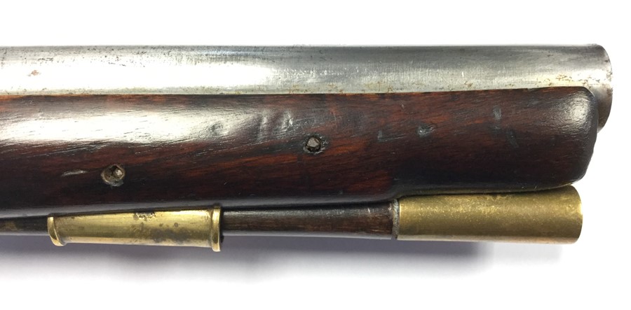 Flintlock 1801 Pattern Sea Service Pistol. 20 Bore plain bright 30cm long barrel stamped with - Image 5 of 6