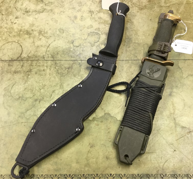 Kukri Knife with 25cm long blade by "Cold Steel, USA", rubber grips, complete with black leather