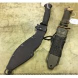Kukri Knife with 25cm long blade by "Cold Steel, USA", rubber grips, complete with black leather