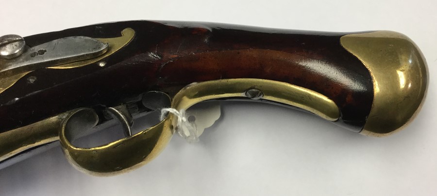 Flintlock 1801 Pattern Sea Service Pistol. 20 Bore plain bright 30cm long barrel stamped with - Image 6 of 6