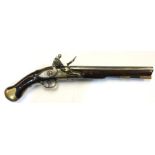 Flintlock 1801 Pattern Sea Service Pistol. 20 Bore plain bright 30cm long barrel stamped with