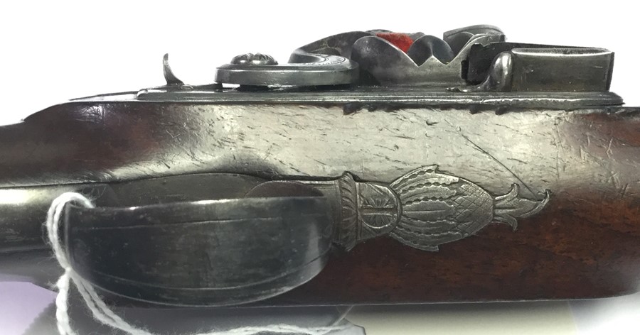 A cased pair of Flintlock pistols by Charles Moore. 15cm long octagonal rifled barrels, marked " - Image 9 of 13