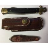 A collection of three folding knives/pen knives: Folding knife by "Falcon Famous Blades" 13cm single