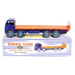 Dinky: A boxed Dinky Toys, Foden Flat Truck with Flatboard, 903, blue chassis, orange tailboard,
