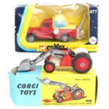 Corgi: A boxed Corgi Toys Massey-Ferguson 65 Tractor with Fork, 57; together with a boxed Corgi Land