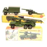 Dinky: A boxed Dinky Toys Honest John Missile Launcher, 665; together with a boxed Dinky Toys, 7.2