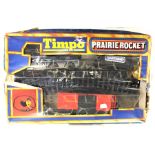 Timpo: A boxed Timpo Prairie Rocket Wild West, battery operated train set, complete, box damaged.