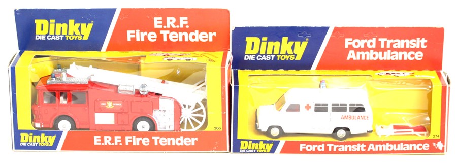 Dinky: A boxed Dinky Toys, E.R.F. Fire Tender, 266, together with a boxed Dinky Toys, Ford Transit