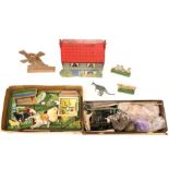 Britains: A collection of assorted lead and wooden animals, including some Britains examples, and