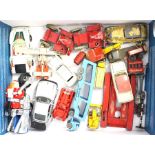 A collection of playworn vehicles to include: DCMT Crescent Vehicle Lift, Corgi Ford Consul 315,