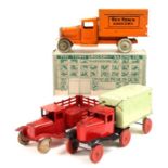 Tinplate: A Triang Toys. circa 1930's, four wheel truck, red body, original wheels, length approx.