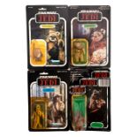 Star Wars: A collection of four carded Return of the Jedi figures to comprise: a tri-logo 'Romba'