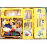 Pelham: A collection of seven Pelham Puppets, three boxed: Clown, Pluto, Elephant; together with