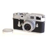 Leica: A cased Leica M3 camera body, serial number 1106162, shutter working; complete with Leitz