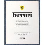 Motoring Interest: Ferrari Concessionaires Leaflet featuring 330 GT, 2+2 275 GT Berlinetta Deluxe.