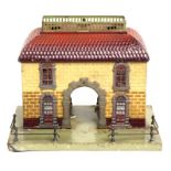 Bing: An early Bing, tinplate, O gauge, Railway Station, dimensions approx. 18cm x 23cm x 16cm.