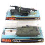 Dinky: A boxed Dinky Honest John Missile Launcher, 665, together with a boxed Dinky Chieftain