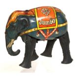 Tinplate: A German tinplate, clockwork elephant, 'Jumbo', working with key.