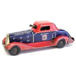 Marx: An unboxed clockwork, tinplate, 'G' Man Pursuit Car, Made by Marx, USA, 1930's, in working