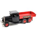 Triang: A Triang Transport, circa 1930's, tinplate six-wheel tipper lorry, long bonnet, black